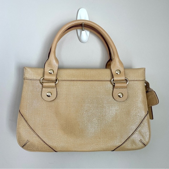 Kate Spade New York Sand Bag Purse Gold Metallic Top Handle Handbag Satchel - Picture 4 of 12